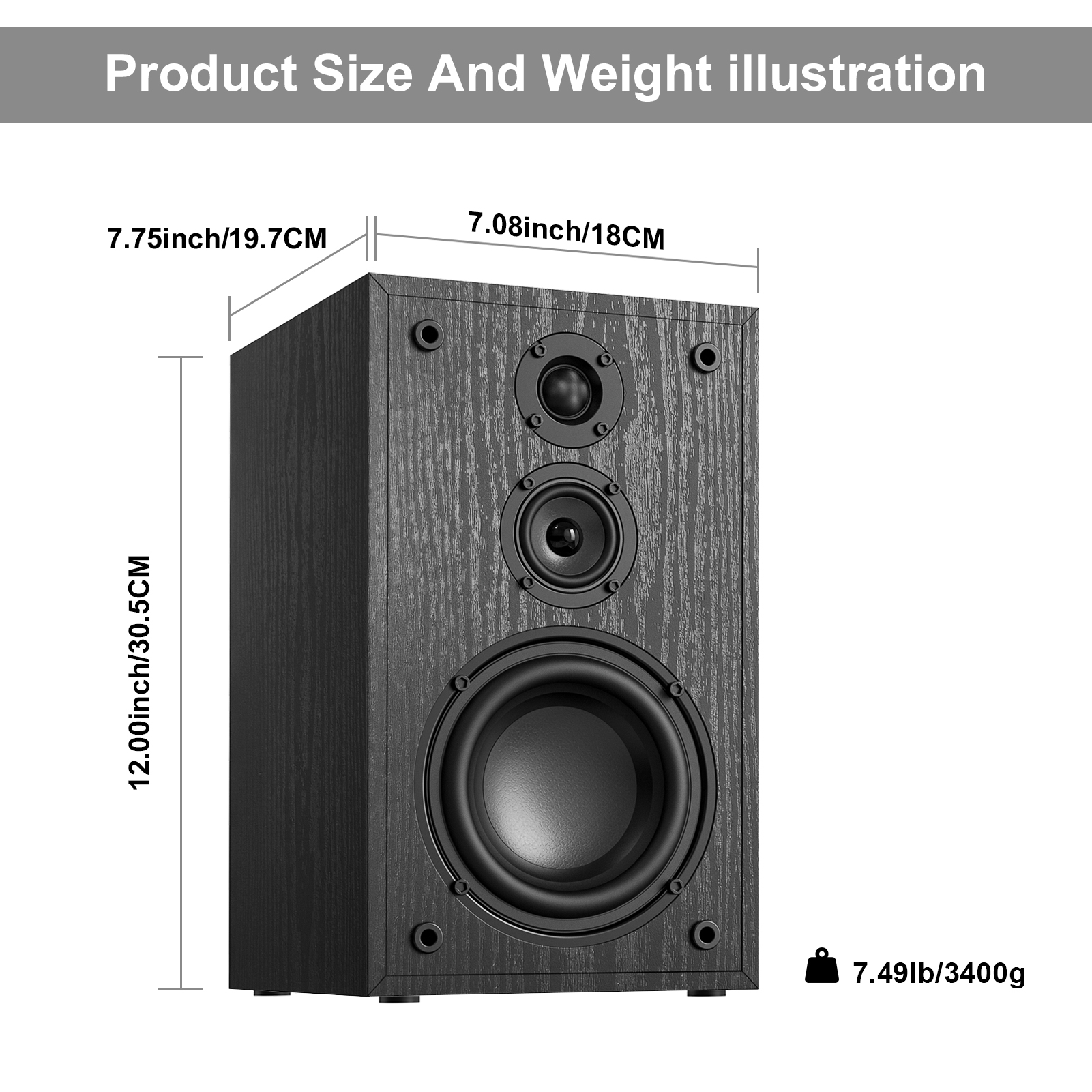 3-way Home Theater Passive  Bookshelf Speakers. - 